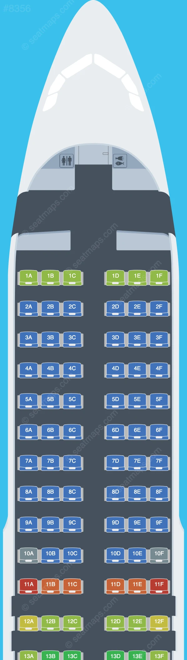 Tianjin Airlines Airbus A320-200 V.3 seatmap preview