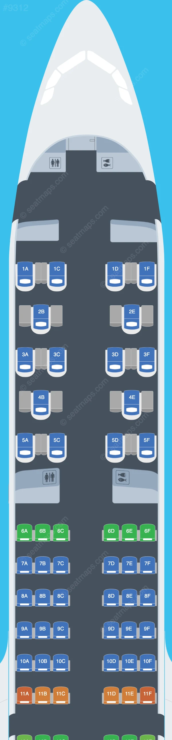 TAP Air Portugal Airbus A321neo LR seatmap preview