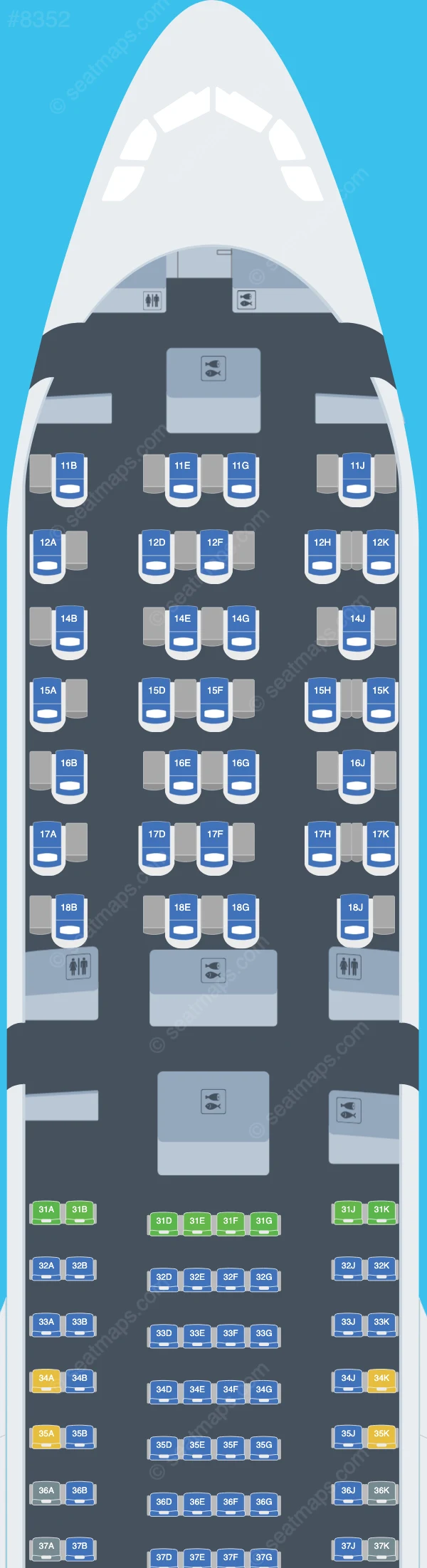 Thai Airways International Airbus A330-300 V.1 seatmap preview