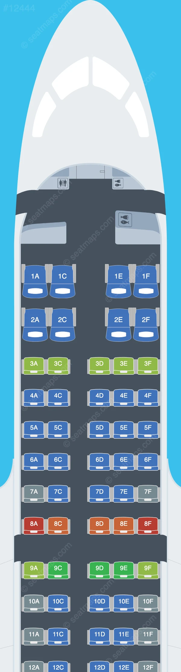 Bulgaria Air Airbus A220-100 seatmap preview
