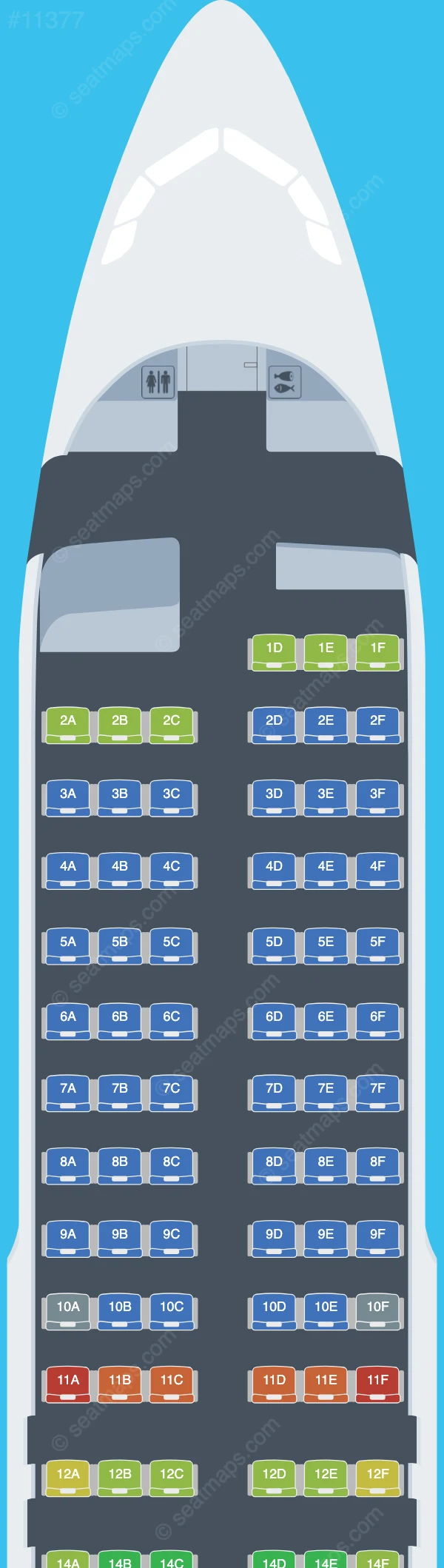 Amelia International Airbus A320-200 seatmap preview