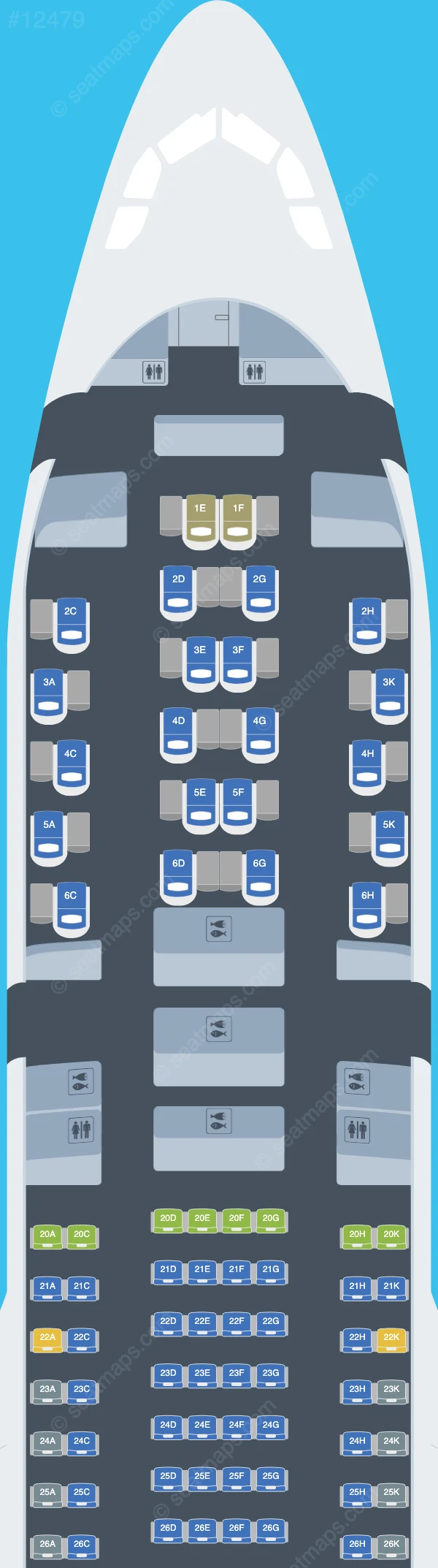 Azul Brazilian Airlines Airbus A330-200 V.3 seatmap preview