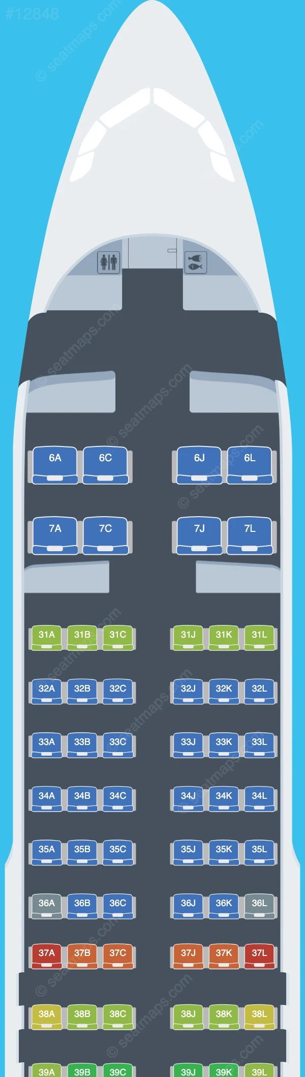 South African Airways Airbus A320-200 V.6 seatmap preview