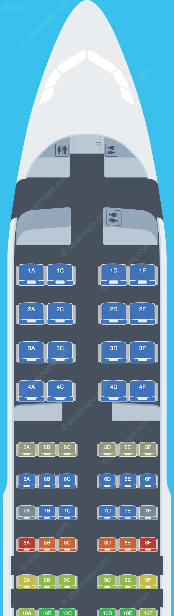Afriqiyah Airways Airbus A320-200 seatmap preview