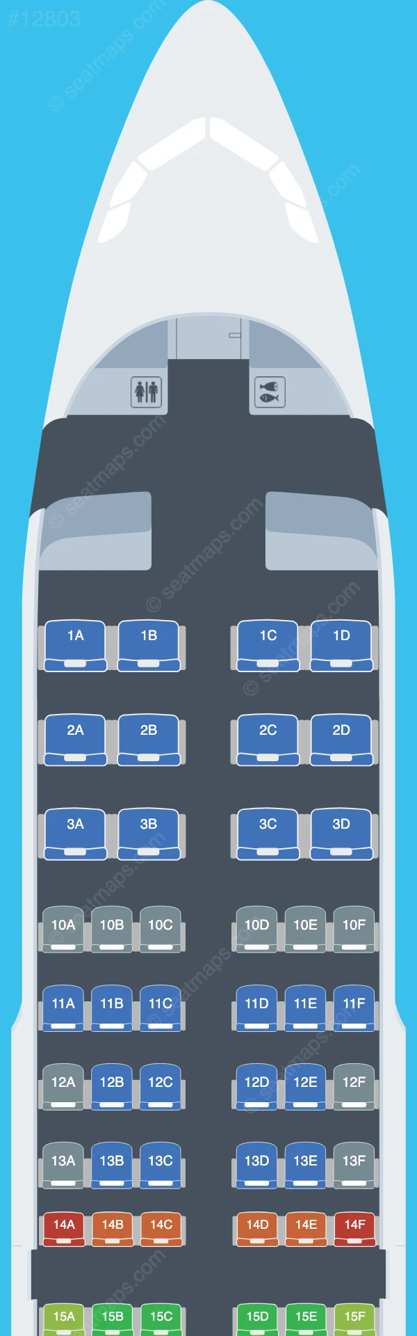 Delta Airbus A319-100 seatmap preview