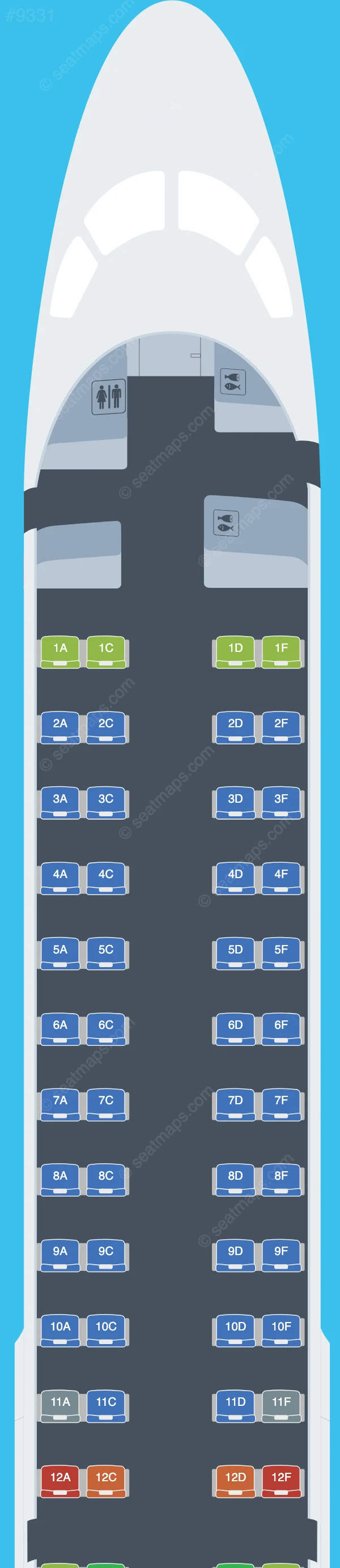 Swiss Embraer E190 seatmap preview