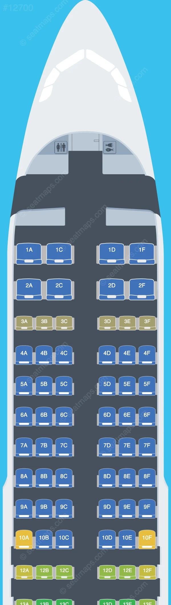 Spirit Airlines Airbus A320neo V.2 seatmap preview