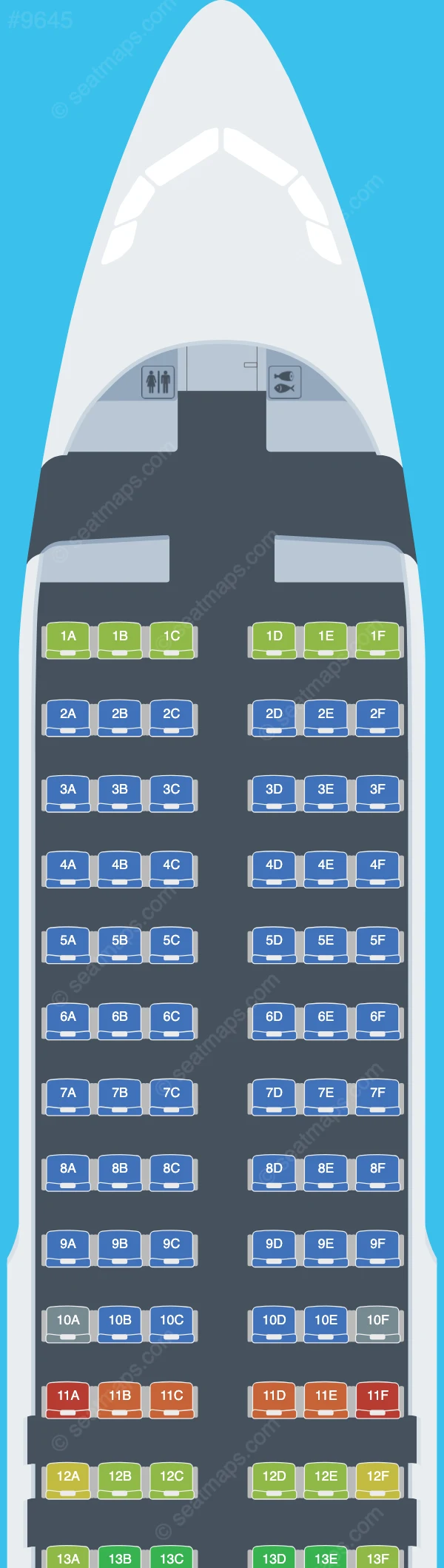 Ryanair Airbus A320-200 seatmap mobile preview