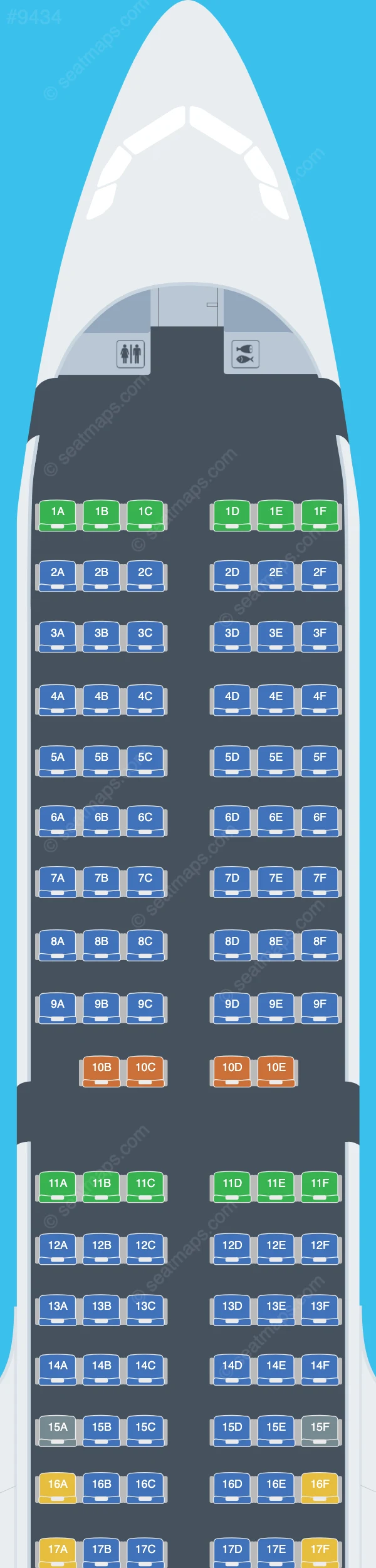 Arkia Airbus A321neo LR V.2 seatmap preview