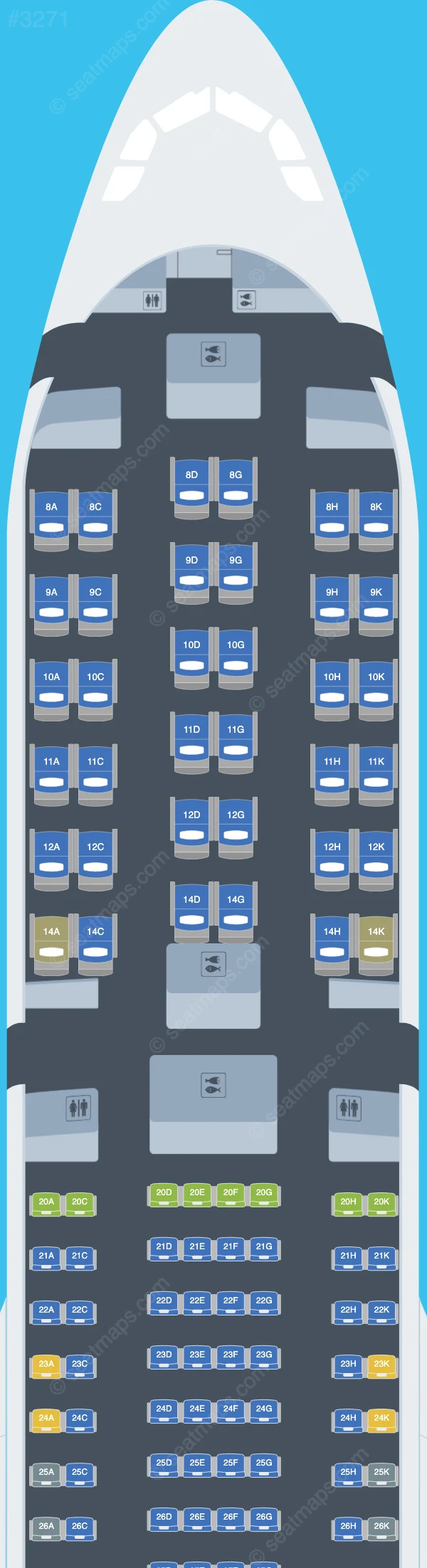 Egyptair Airbus A330-300 seatmap preview
