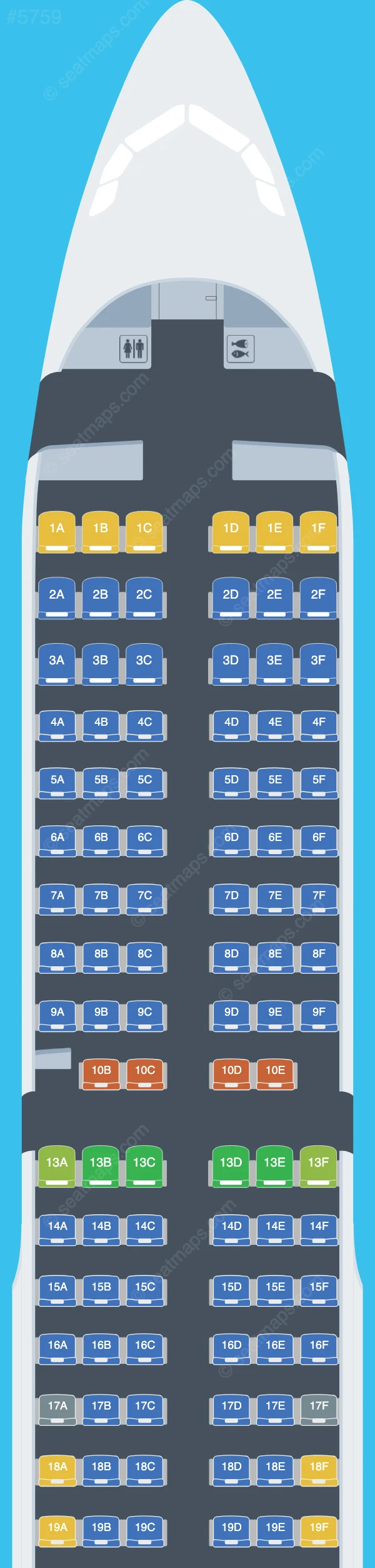 Frontier Airlines Airbus A321-200 seatmap preview