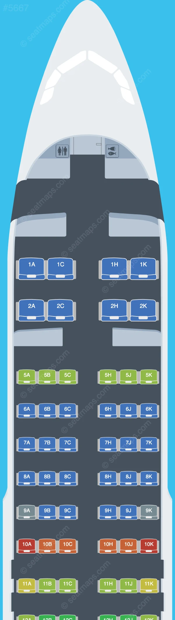 ANA - All Nippon Airways Airbus A320neo seatmap preview