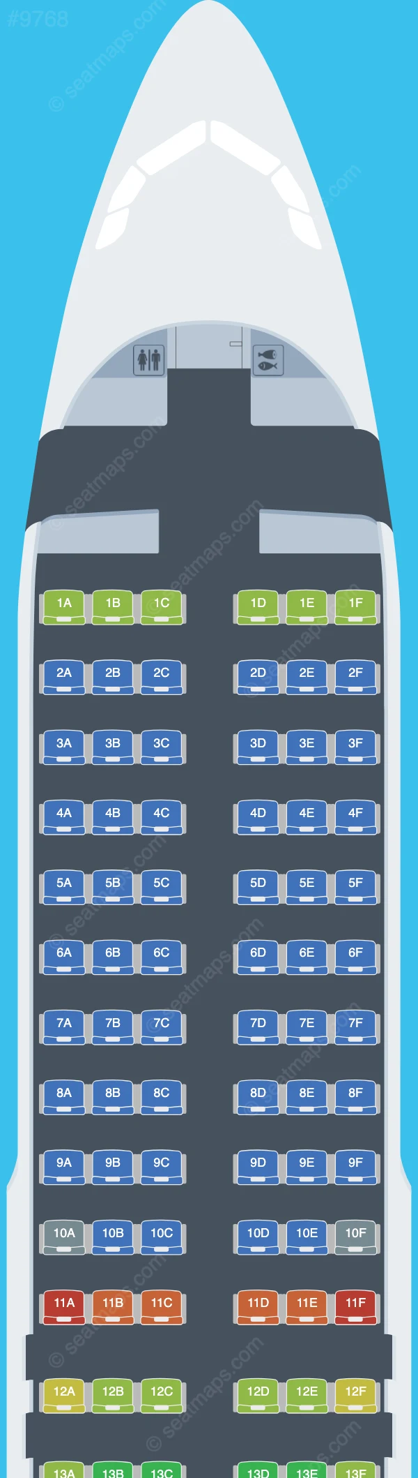 China Express Airlines Airbus A320-200 V.1 seatmap preview