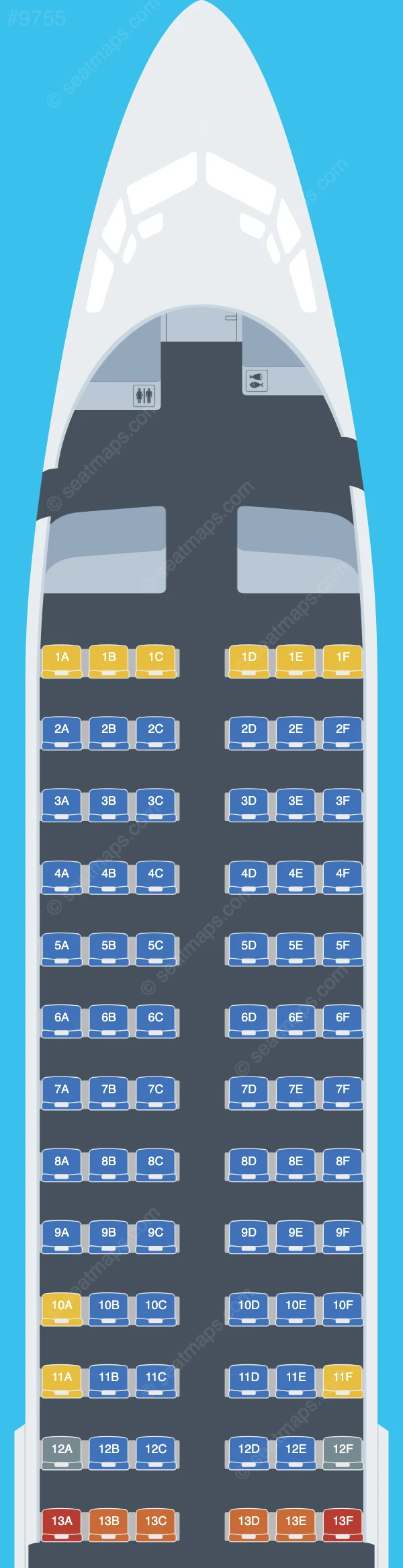 Ukraine International Airlines Boeing 737-800 seatmap preview