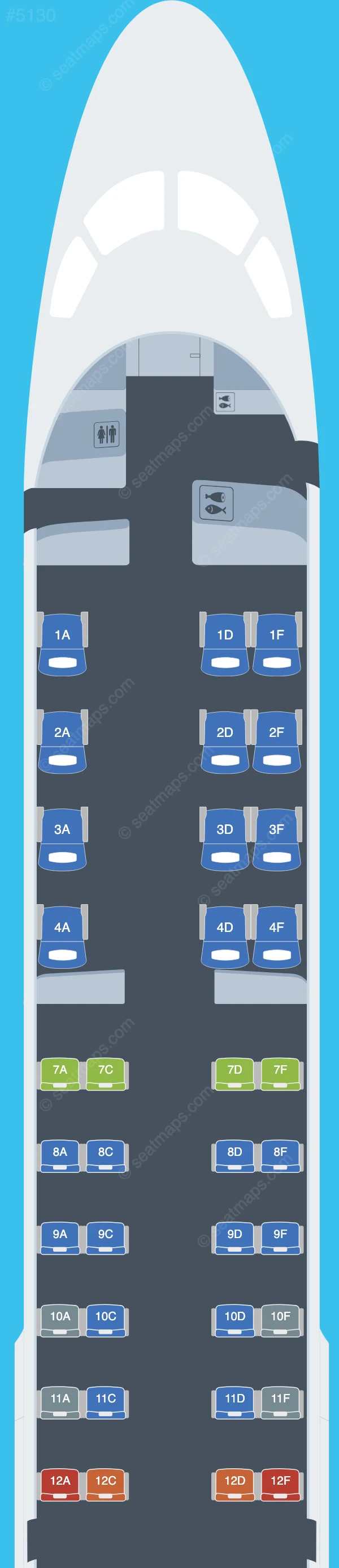 Royal Air Maroc Embraer E190 seatmap preview