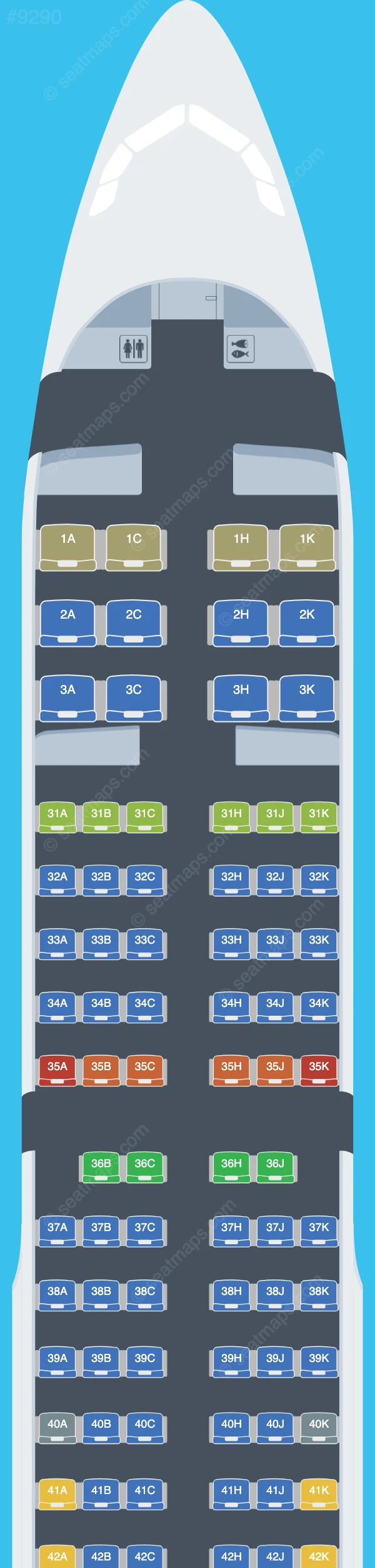 Sichuan Airlines Airbus A321-200 V.2 seatmap preview