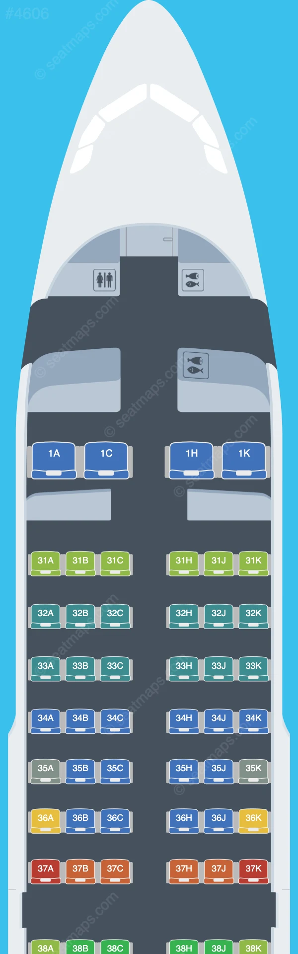 Chongqing Airlines Airbus A319-100 seatmap preview