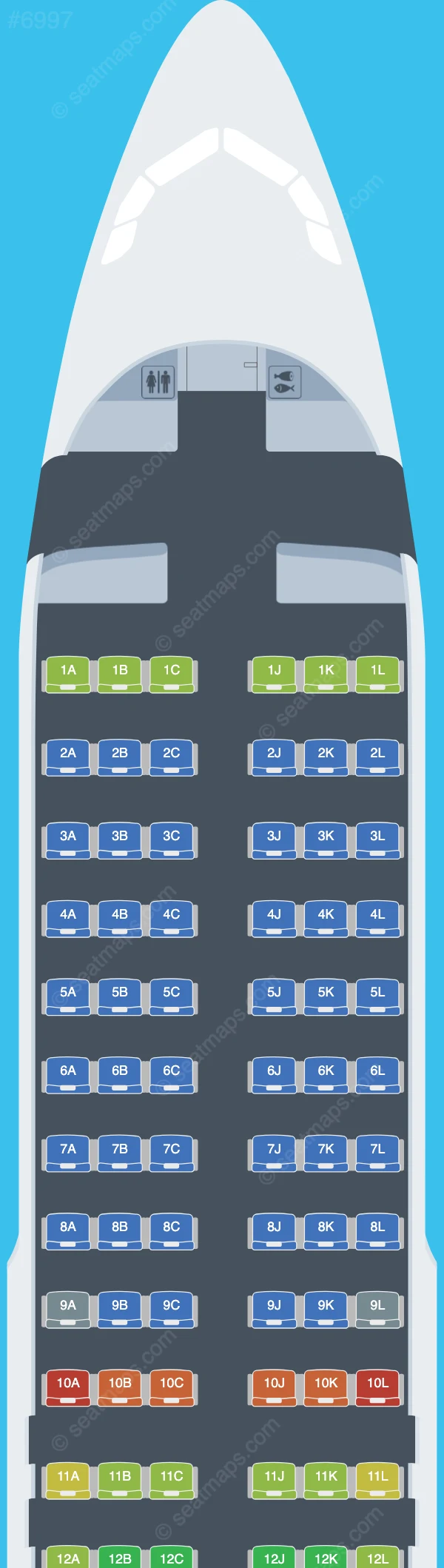Loong Air Airbus A320neo seatmap preview