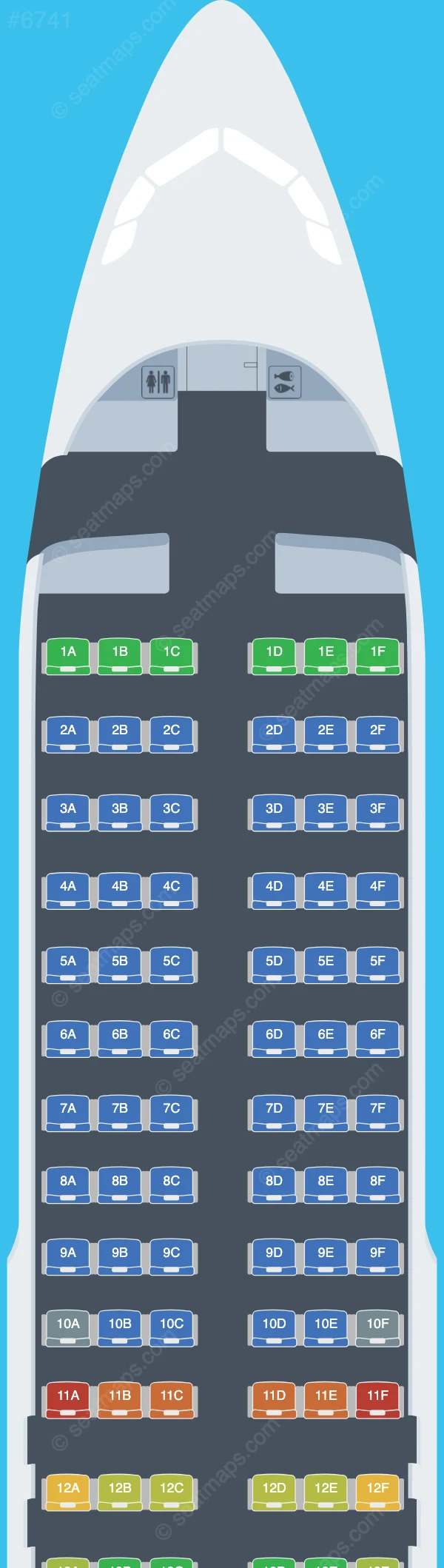 Myanmar Airways International Airbus A320-200 V.2 seatmap preview