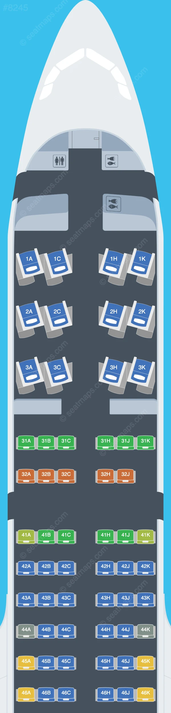 Philippine Airlines - PAL Airbus A321neo V.1 seatmap preview