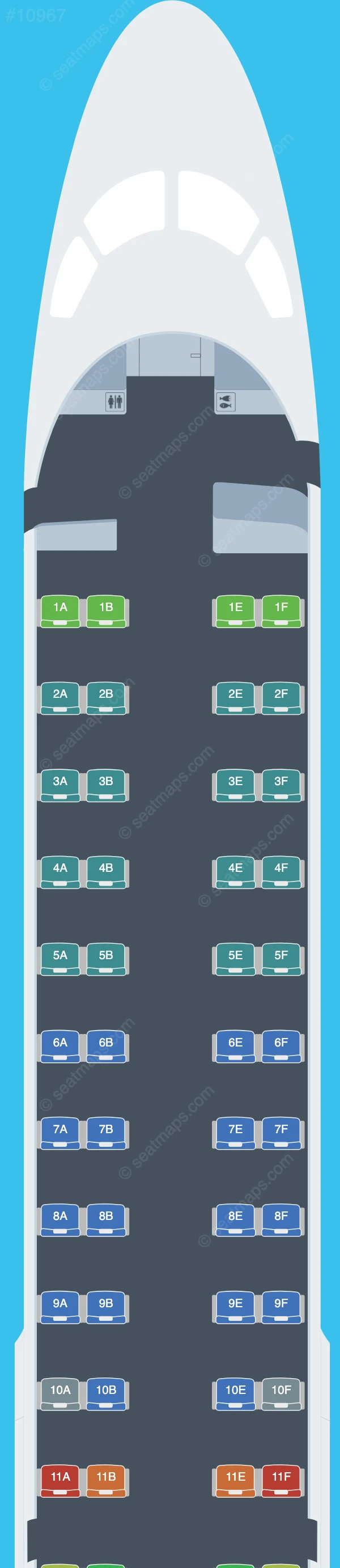Virgin Australia Embraer E190 seatmap preview