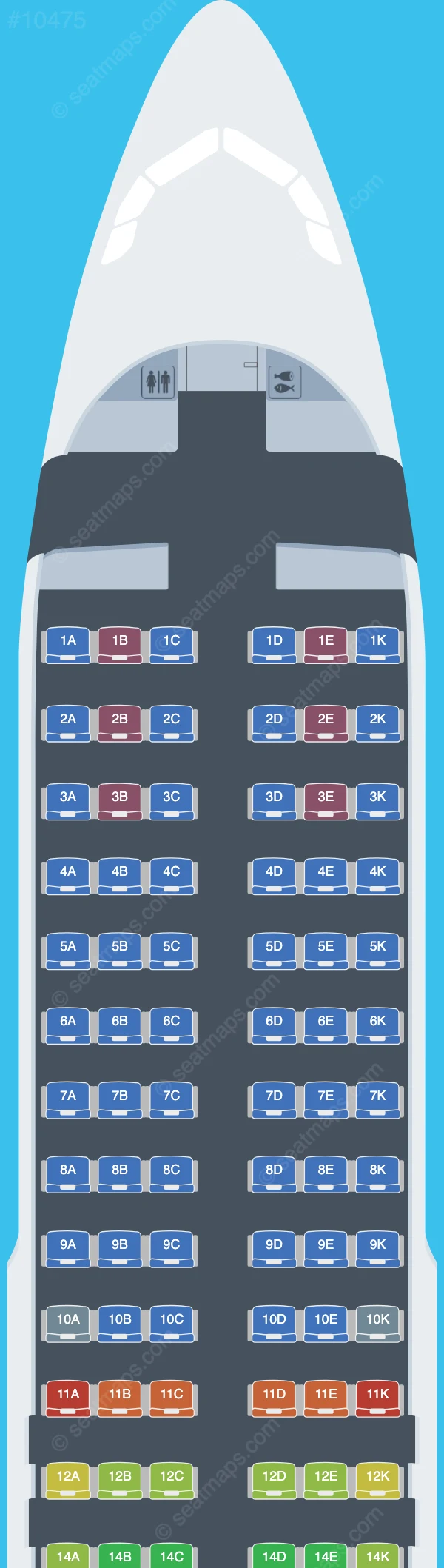 Avianca El Salvador Airbus A320neo seatmap preview