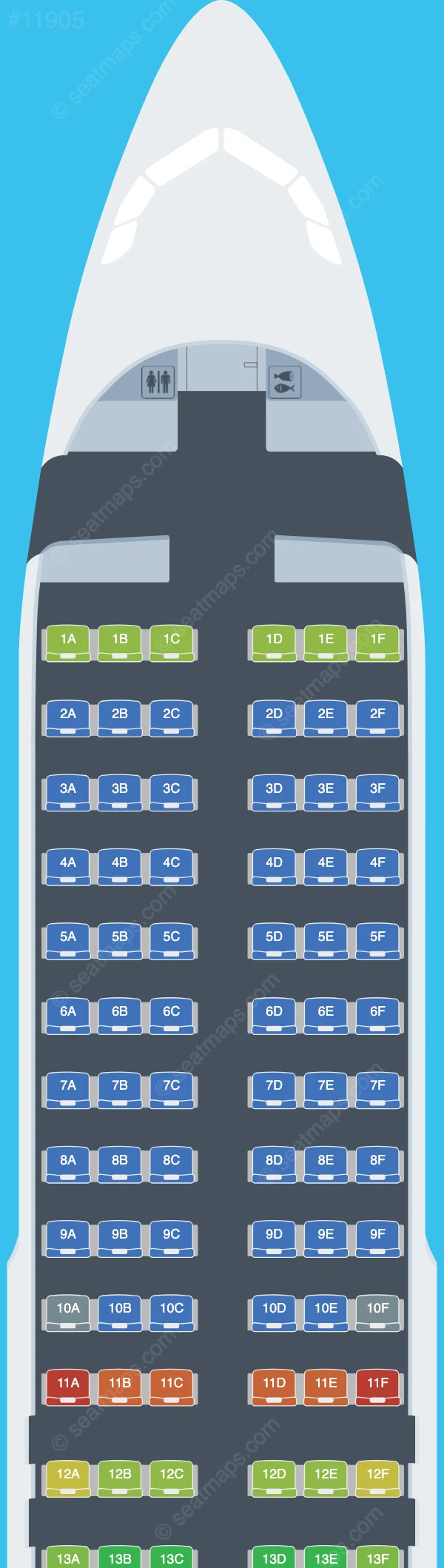 FlyArystan Airbus A320neo V.2 seatmap preview