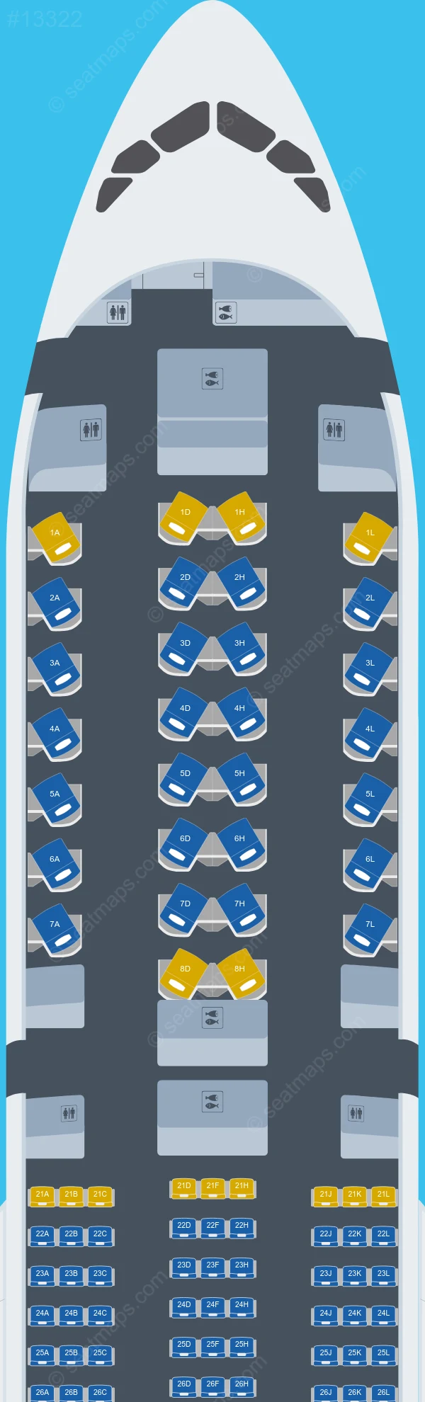 Ethiopian Airlines Airbus A350-900 V.3 seatmap preview