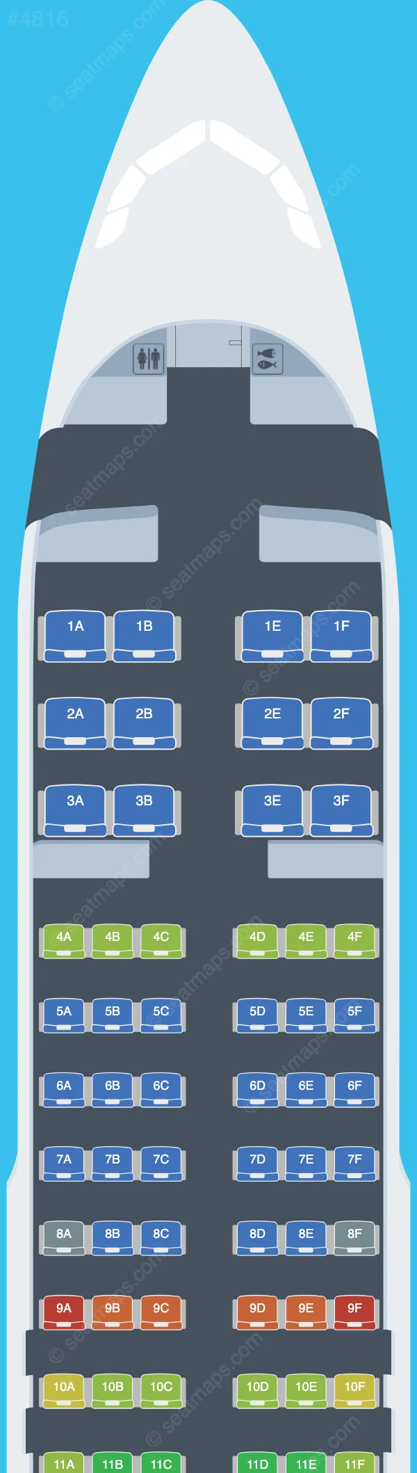 Uzbekistan Airways Airbus A320-200 V.1 seatmap preview
