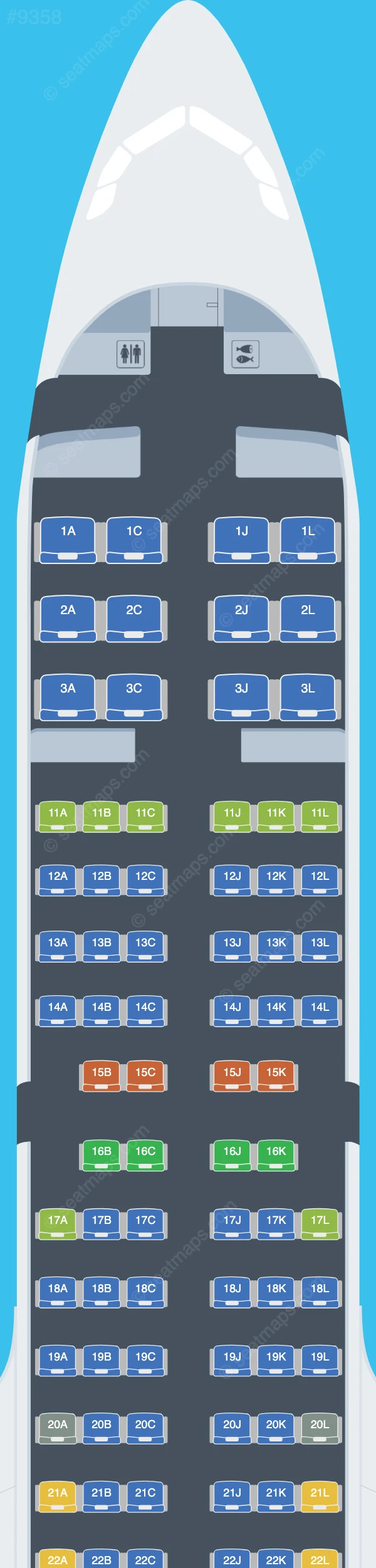Air China Airbus A321neo V.1 seatmap preview