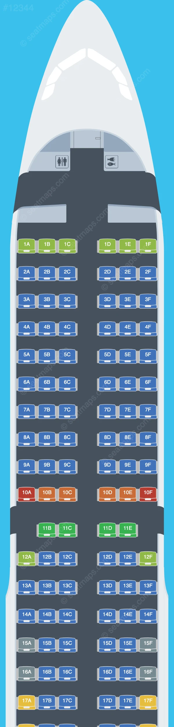 AJet Airbus A321-200 seatmap preview