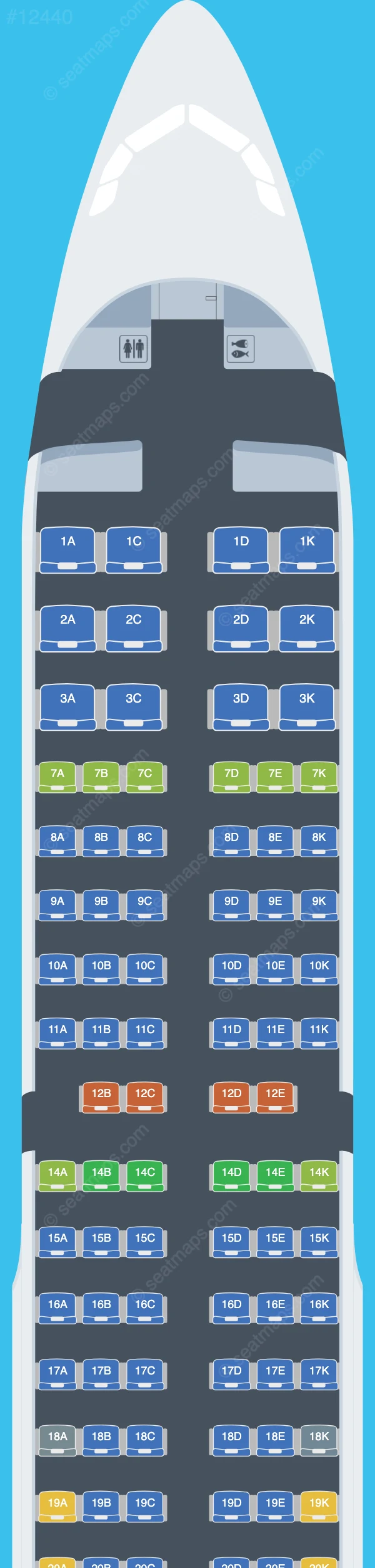 Air Samarkand Airbus A321-200 seatmap preview