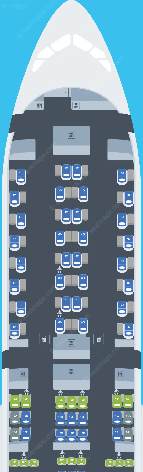 Emirates Airbus A350-900 V.1 seatmap mobile preview