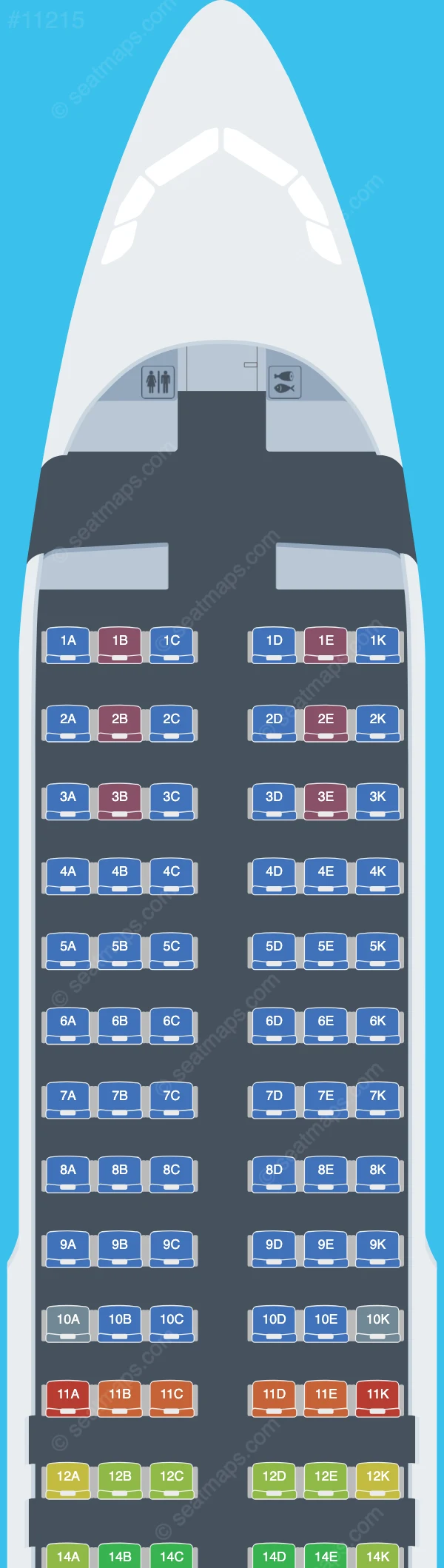 Avianca Costa Rica Airbus A320neo seatmap preview