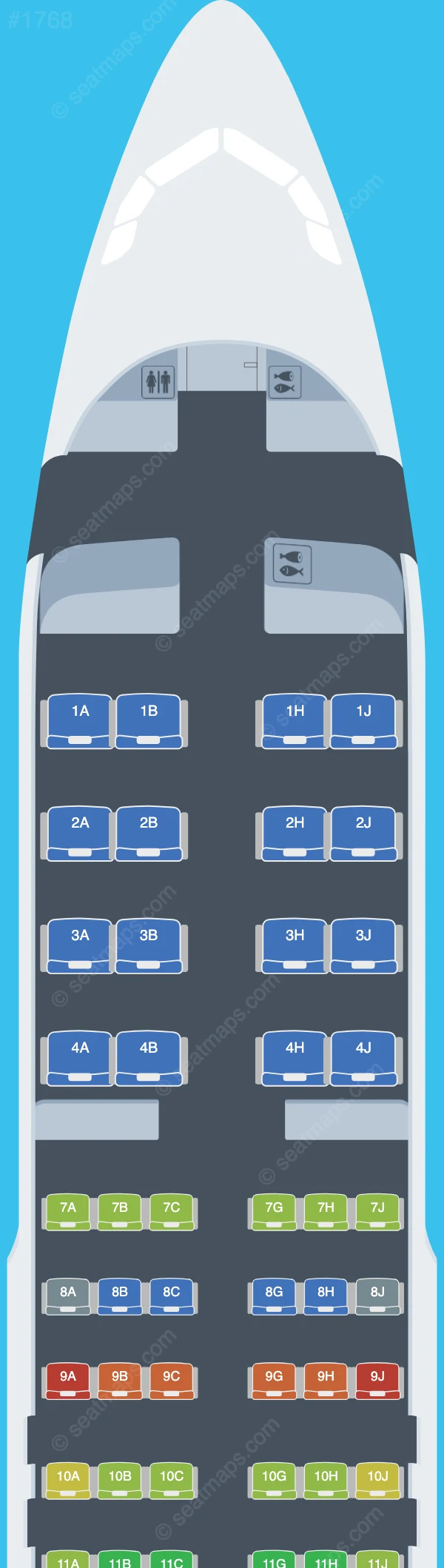 Royal Jordanian Airbus A320-200 V.2 seatmap preview