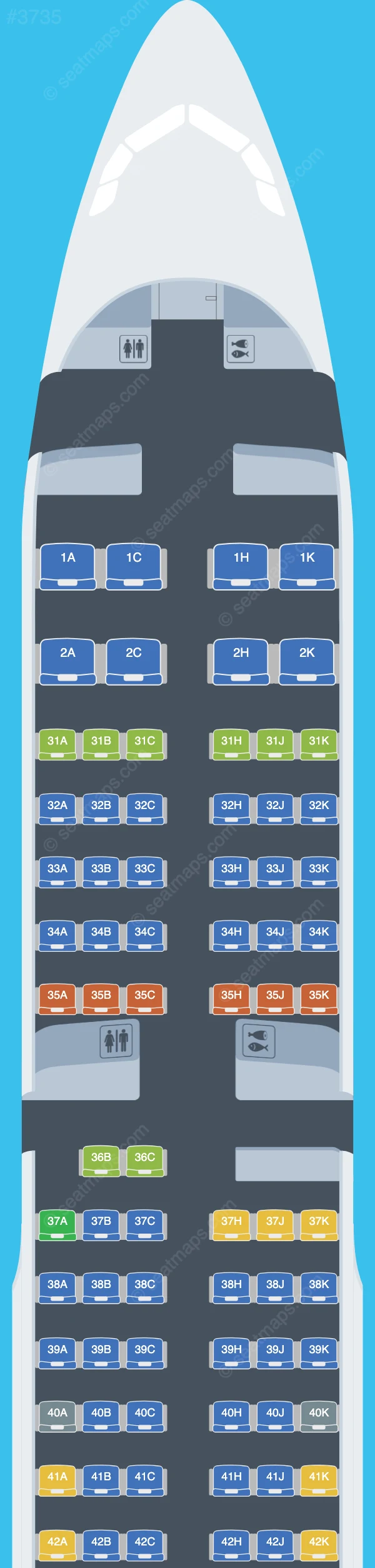Sichuan Airlines Airbus A321-200 V.1 seatmap preview