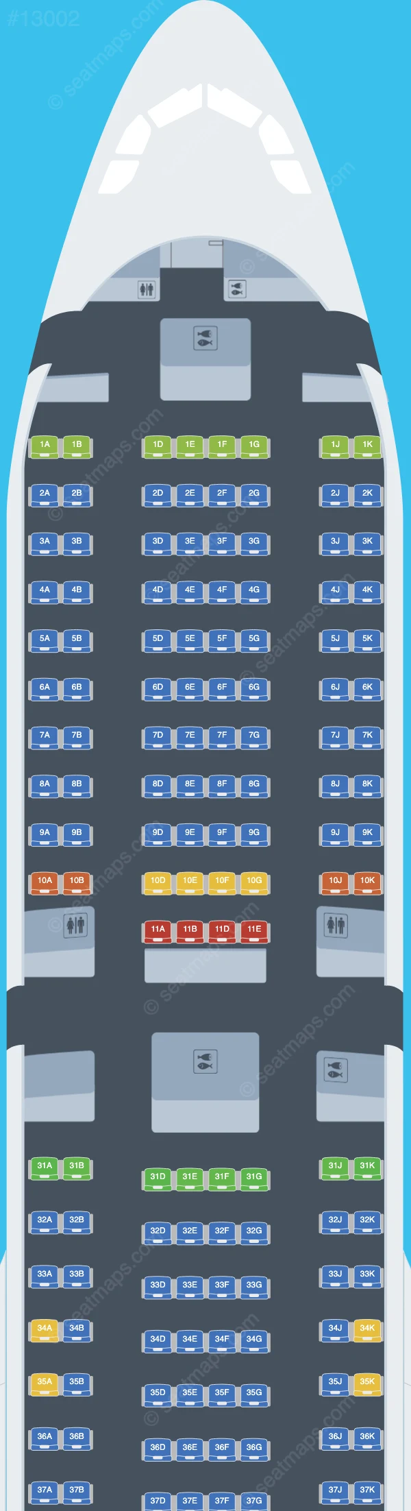 Centrum Air Airbus A330-300 seatmap preview