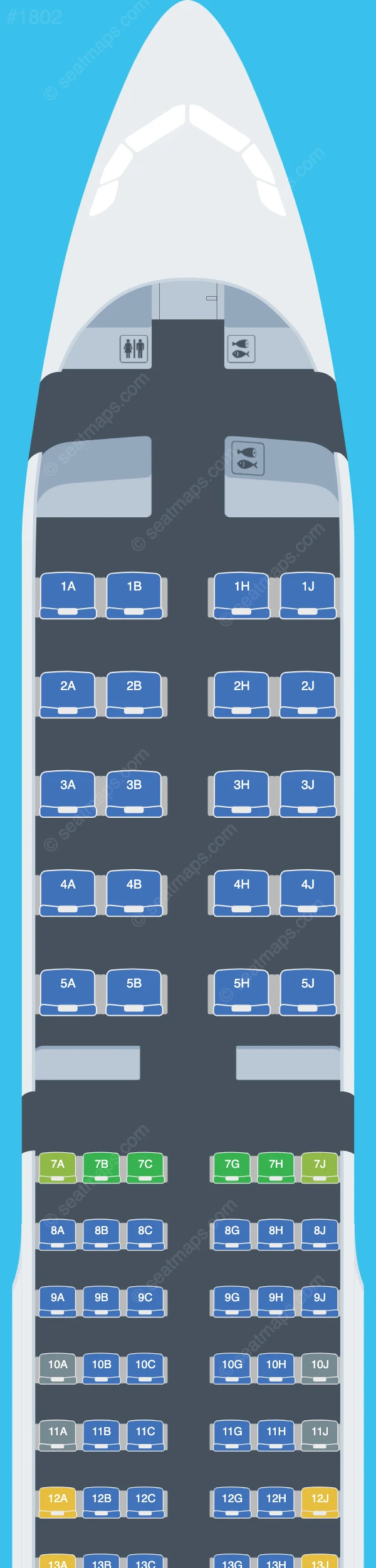 Royal Jordanian Airbus A321-200 seatmap preview