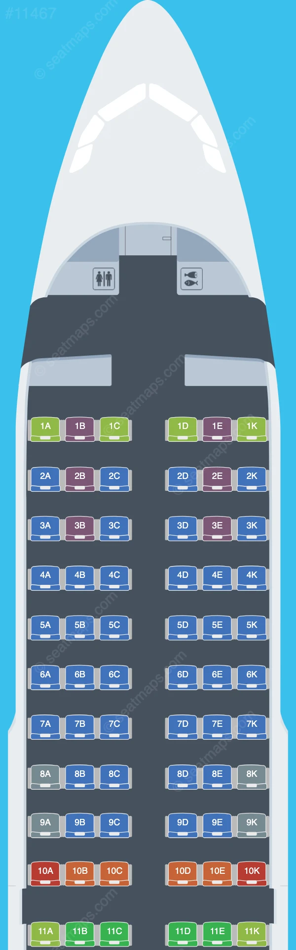 Avianca Airbus A319-100 V.2 seatmap mobile preview