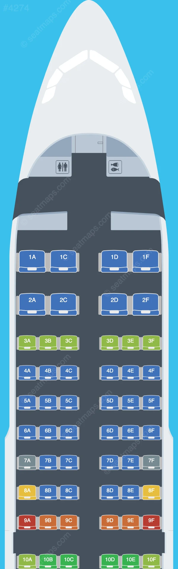Ural Airlines Airbus A319-100 seatmap mobile preview