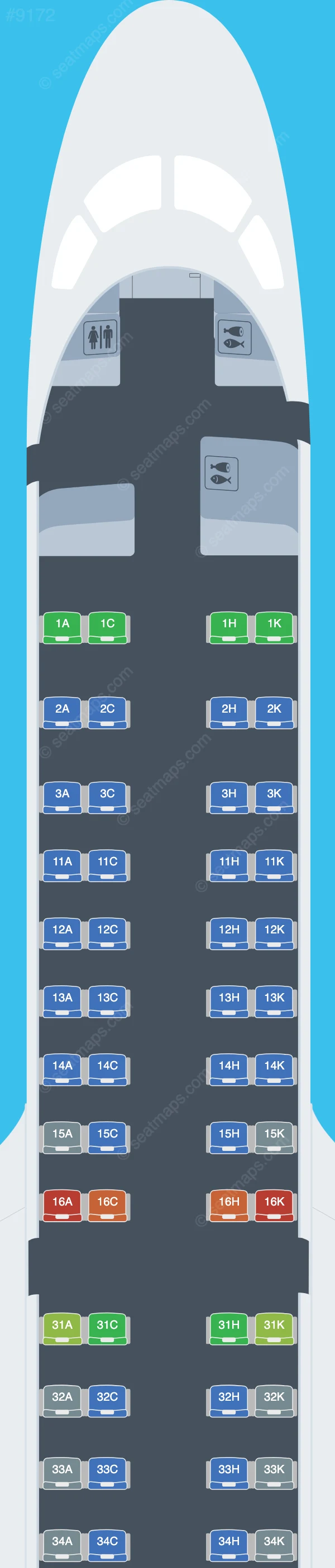Air Astana Embraer E190 E2 seatmap preview