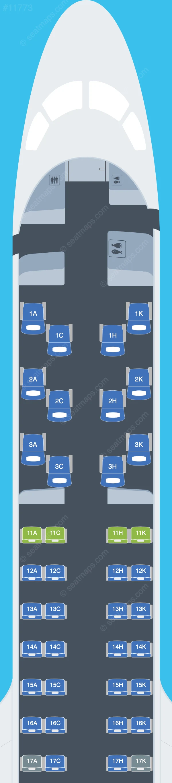 Royal Jordanian Embraer E195 E2 seatmap preview