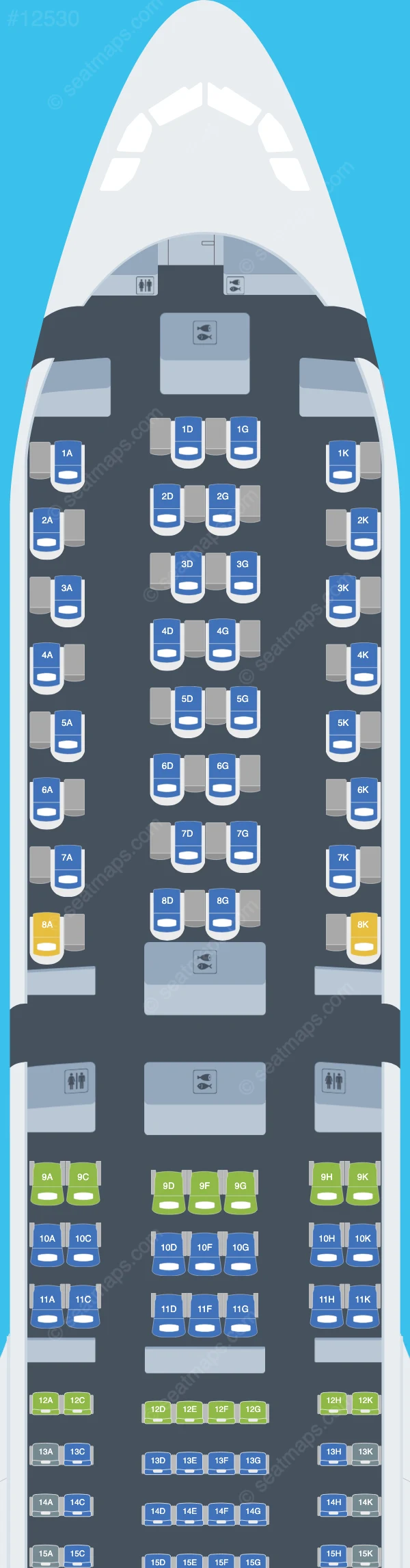 Kuwait Airways Airbus A330-900neo seatmap preview