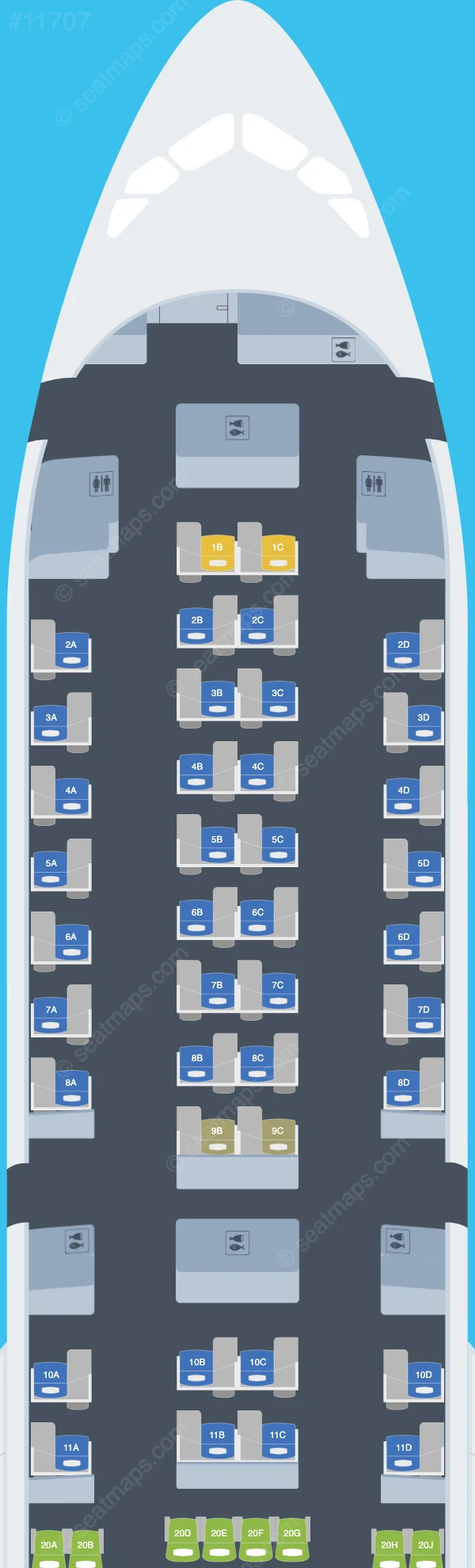 Delta Airbus A350-900 V.3 seatmap preview