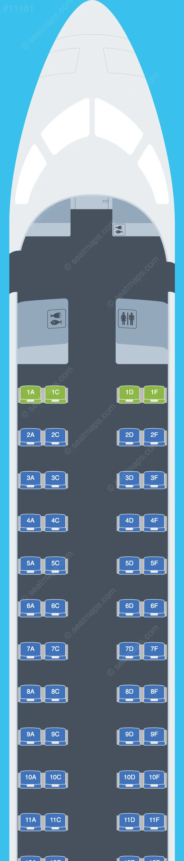CityJet Bombardier CRJ1000 seatmap preview