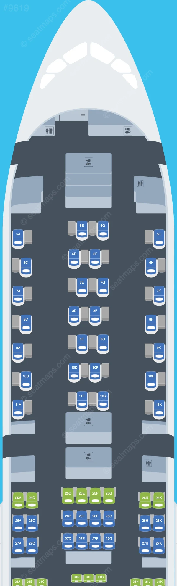 China Southern Airbus A350-900 V.1 seatmap mobile preview