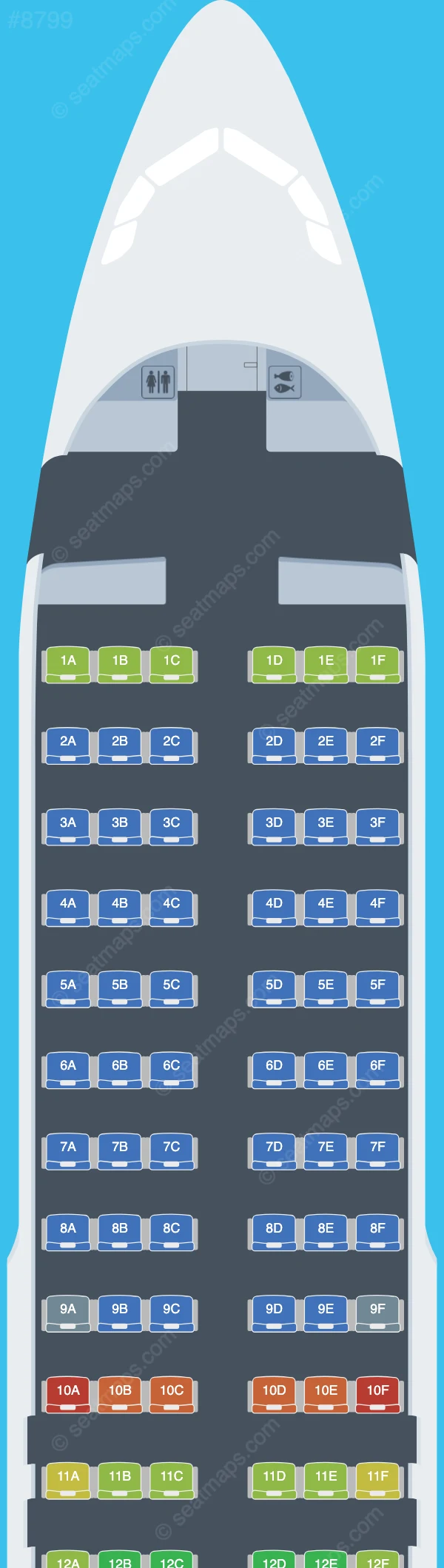 Jazeera Airways Airbus A320-200 V.1 seatmap preview