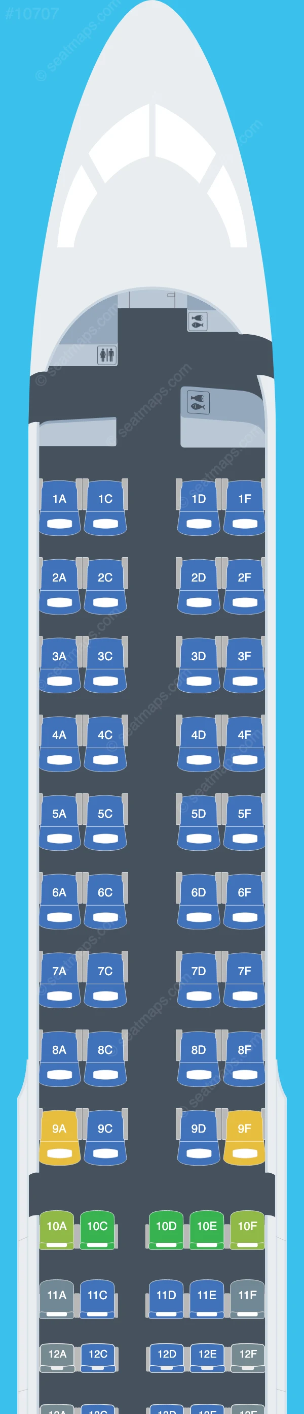 Breeze Airways Airbus A220-300 V.2 seatmap preview