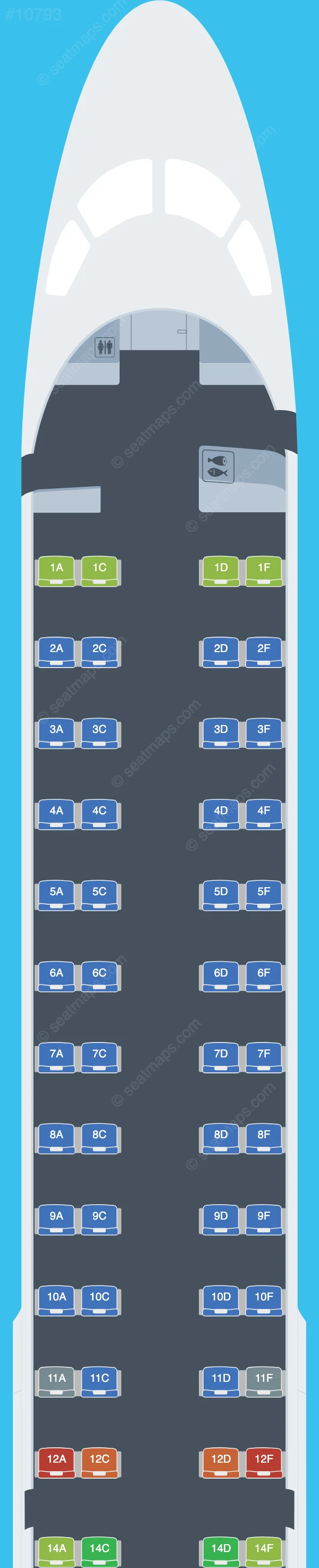 Air Montenegro Embraer E195 LR seatmap preview