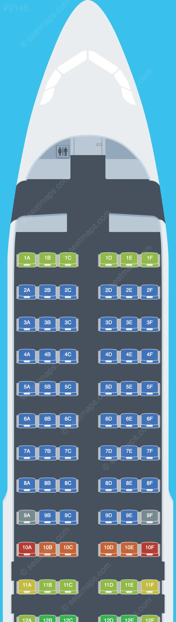 Azul Brazilian Airlines Airbus A320neo V.2 seatmap preview